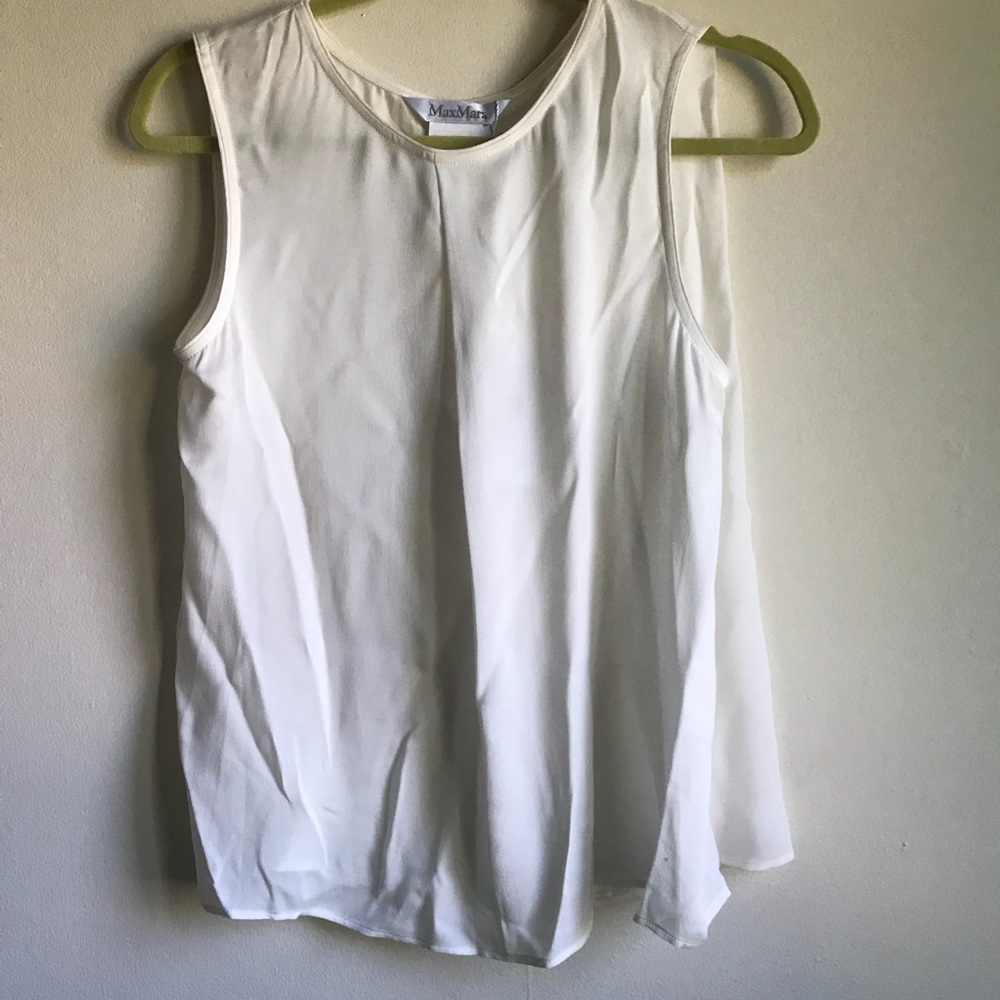 NWT MaxMara Vanna white tank sheer 100% silk 4